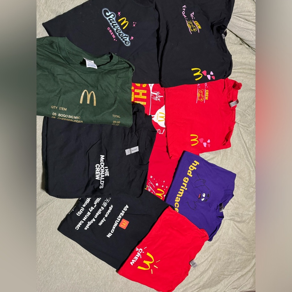 Set of 11 crew only McDonalds Tshirts . Variety of sizes & promotions. All new